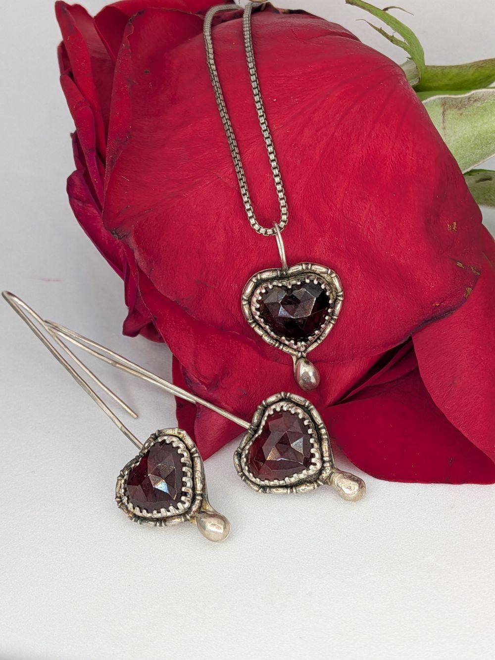 Blood Red Heart Garnet Set